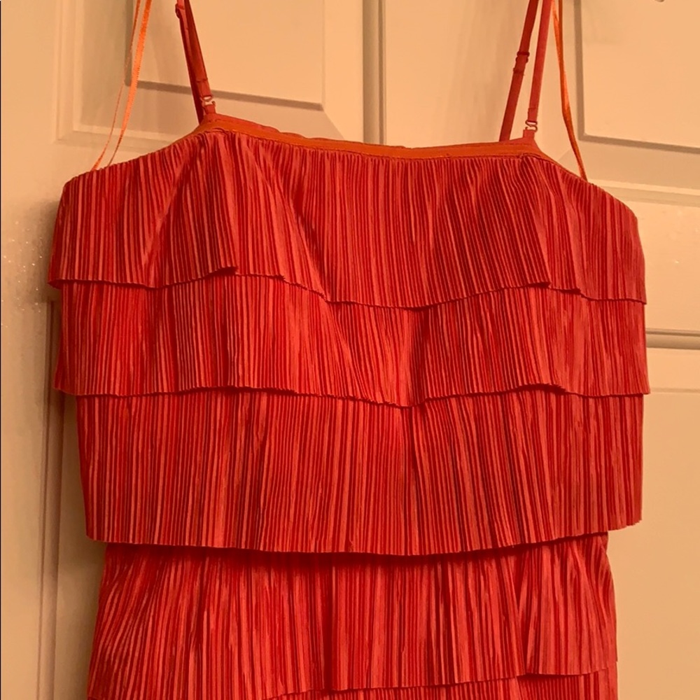 Coral Colored Ruffle Dress - Picture 2 of 4